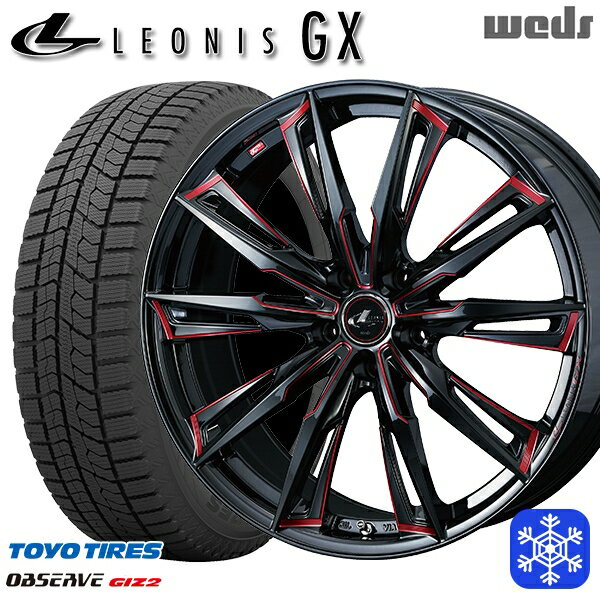 【新品 スタッドレス1台分4本セット】 225/55R19 ハリアー CX5 CX8 2024〜2025年製 トーヨー オブザーブ ギズ2 Weds ウェッズ レオニス GX BK/SC 19インチ 8.0J 5H114.3