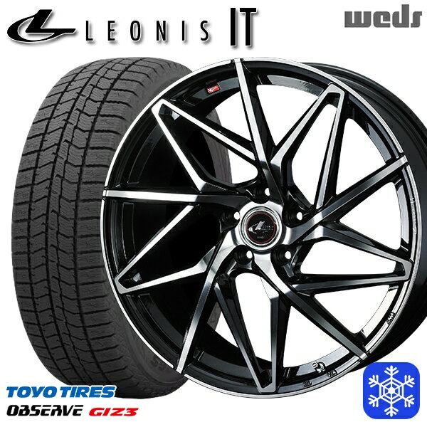【新品 スタッドレス1台分4本セット】 205/55R16 アクセラ リーフ 2024年製 トーヨー オブザーブ ギズ3 Weds ウェッズ レオニス IT PBMC 16インチ 6.5J 5H114.3