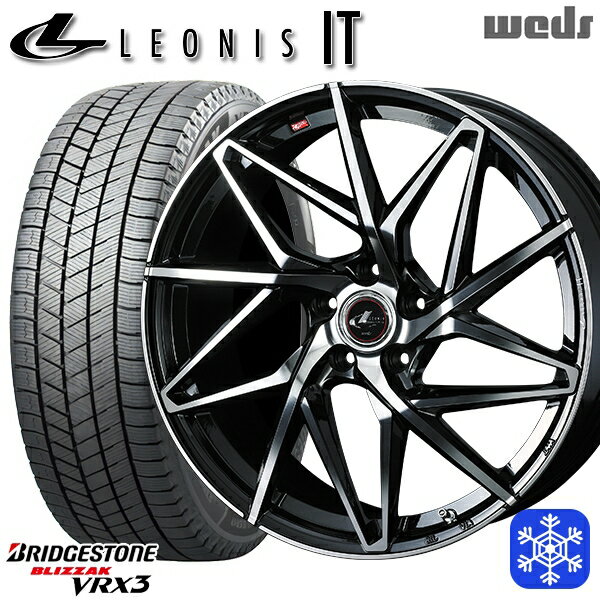 【新品 スタッドレス1台分4本セット】 205/55R16 アクセラ リーフ 2023〜2024年製 ブリヂストン ブリザック VRX3 Weds ウェッズ レオニス IT PBMC 16インチ 6.5J 5H114.3
