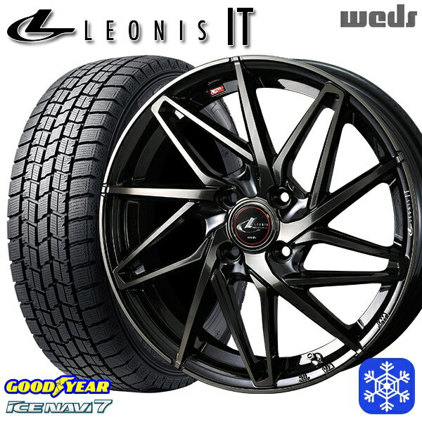 【取付対象】175/65R14 ヴィッツ デミオ 2023年製 グッドイヤー アイスナビ7 Weds ウェッズ レオニス IT PBMC/TI 14インチ 5.5J 4穴 100 スタッドレスタイヤホイール4本セット 送料無料