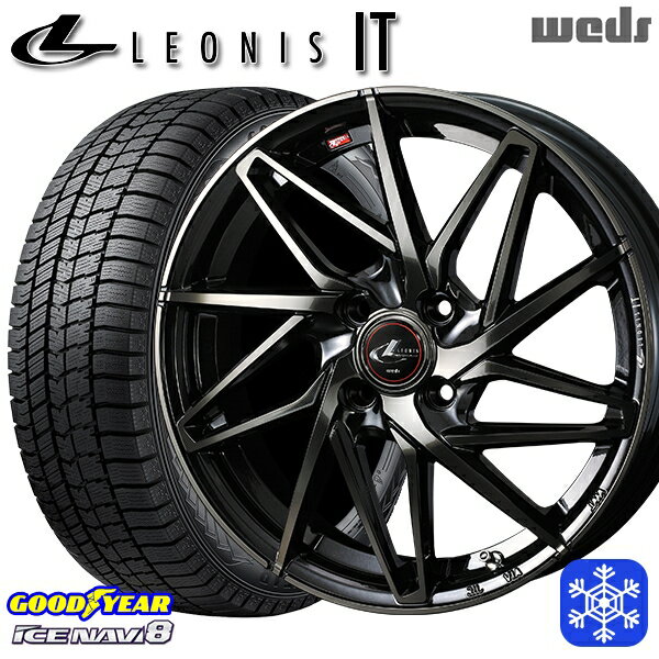 【取付対象】165/55R15 N-BOX タント 2022〜2023年製 グッドイヤー アイスナビ8 Weds ウェッズ レオニス IT PBMC/TI 15インチ 4.5J 4穴 100 スタッドレスタイヤホイール4本セット 送料無料