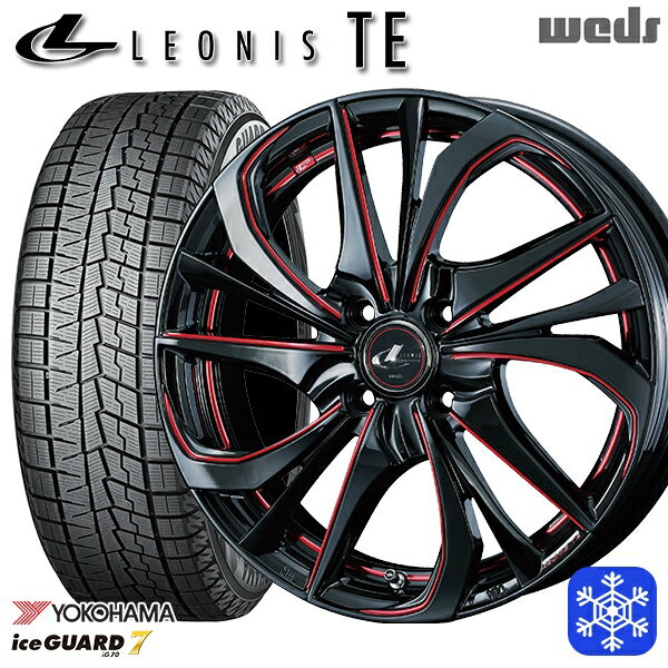 【新品 スタッドレス1台分4本セット】 205/45R17 アクア デミオ 2023〜2024年製 ヨコハマ アイスガード IG70 Weds ウェッズ レオニス TE BK/SC 17インチ 6.5J 4H100