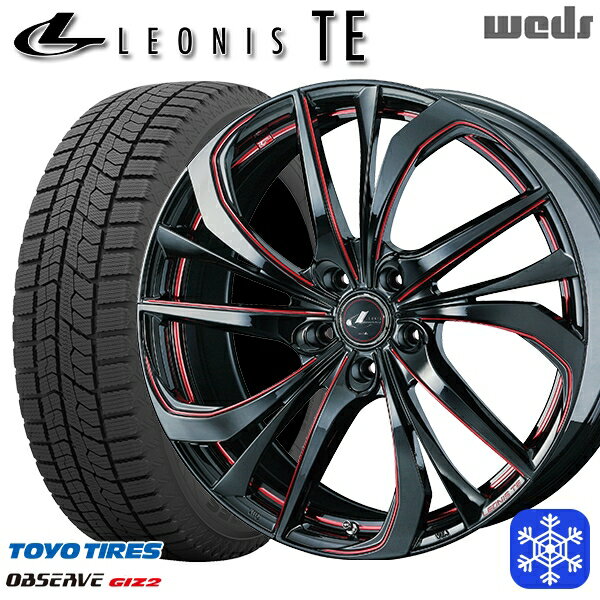 【新品 スタッドレス1台分4本セット】 215/55R17 フォレスター レガシィ 2023〜2024年製 トーヨー オブザーブ ギズ2 Weds ウェッズ レオニス TE BK/SC 17インチ 7.0J 5H100
