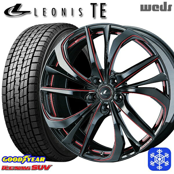 【新品 スタッドレス1台分4本セット】 215/60R17 96Q アルファード ヴェルファイア 2022〜2023年製 グッドイヤー アイスナビSUV Weds ウェッズ レオニス TE BK/SC 17インチ 7.0J 5H114.3