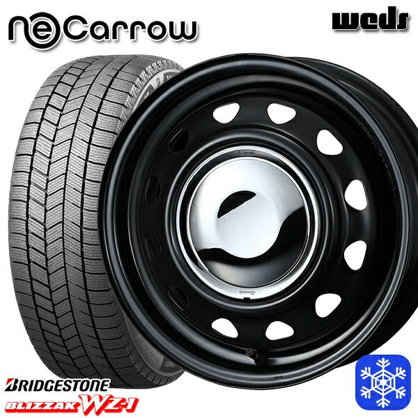 【新品 スタッドレス1台分4本セット】 165/65R14 ハスラー ソリオ 2025年製 ブリヂストン ブリザック WZ1 Weds ウェッズ ネオキャロ セミマットブラック/クロームキャップ 14インチ 4.5J 4H100