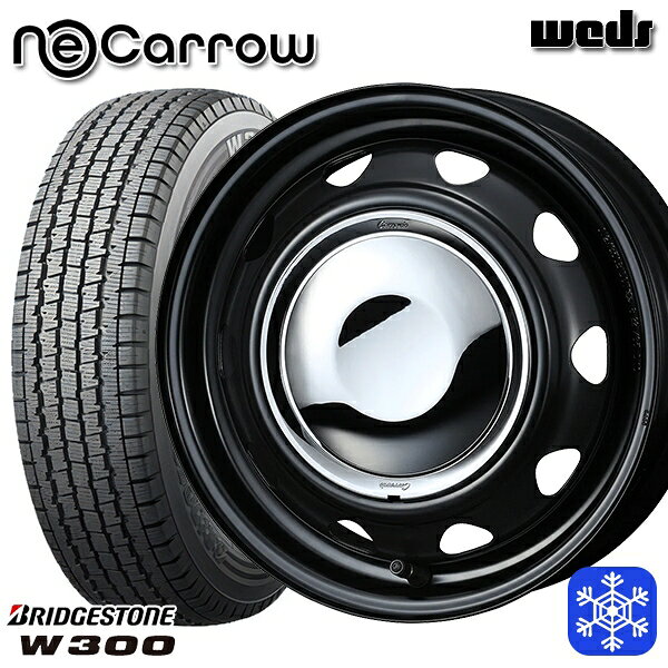 【新品 スタッドレス1台分4本セット】 145/80R12 エブリィ ハイゼット 2024〜2025年製 ブリヂストン W300 Weds ウェッズ ネオキャロ セミマットブラック/クロームキャップ 12インチ 3.5J 4H100 +34 [スチールホイール]