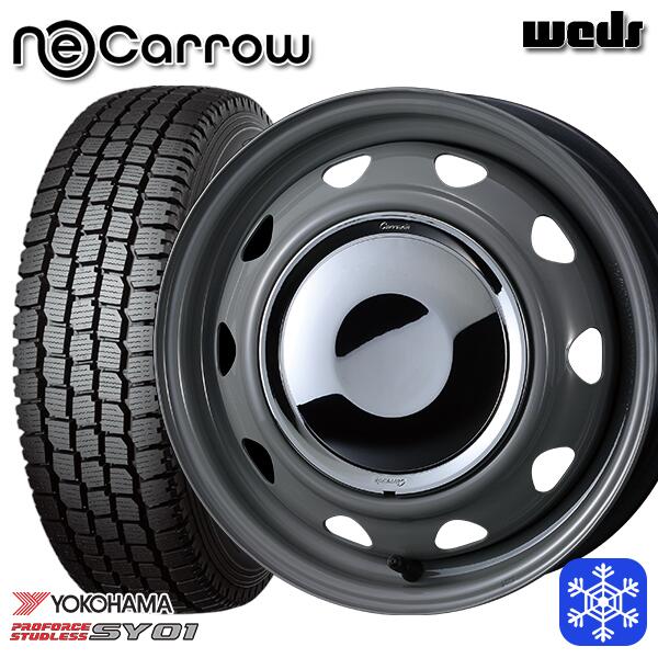 【新品 スタッドレス1台分4本セット】 145/80R12 80/78N 2023〜2024年製 ヨコハマ SY01 Weds ウェッズ ネオキャロ グレー/クロームキャップ 12インチ 3.5J 4H100
