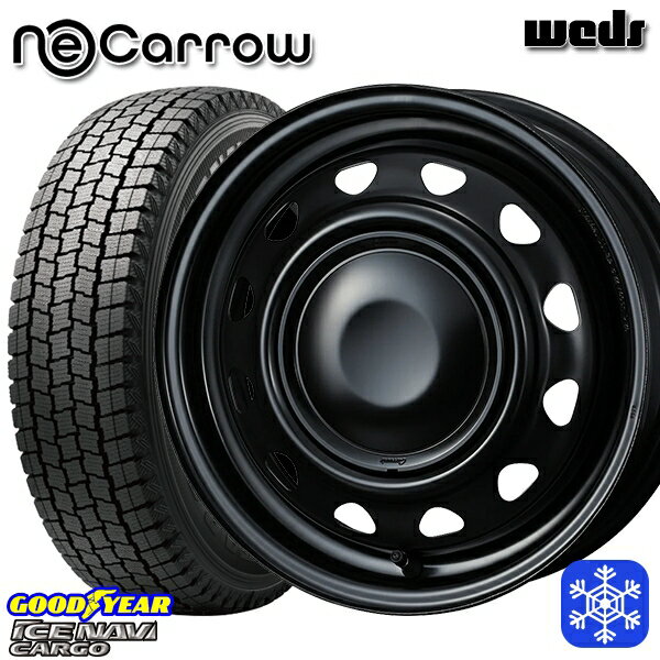 【新品 スタッドレス1台分4本セット】 145R12 6PR （145/80R12） 2024〜2025年製 グッドイヤー アイスナビカーゴ Weds ウェッズ ネオキャロ セミマットブラック/ブラックキャップ 12インチ 3.5J 4H100 +34 [スチールホイール]
