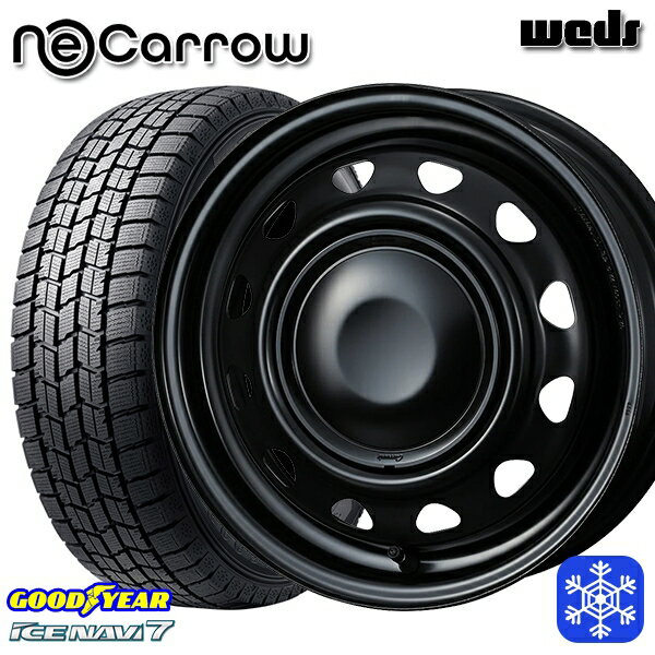 【新品 スタッドレス1台分4本セット】 155/65R14 N-BOX タント 2022〜2023年製 グッドイヤー アイスナビ7 Weds ウェッズ ネオキャロ セミマットブラック/ブラックキャップ 14インチ 4.5J 4H100