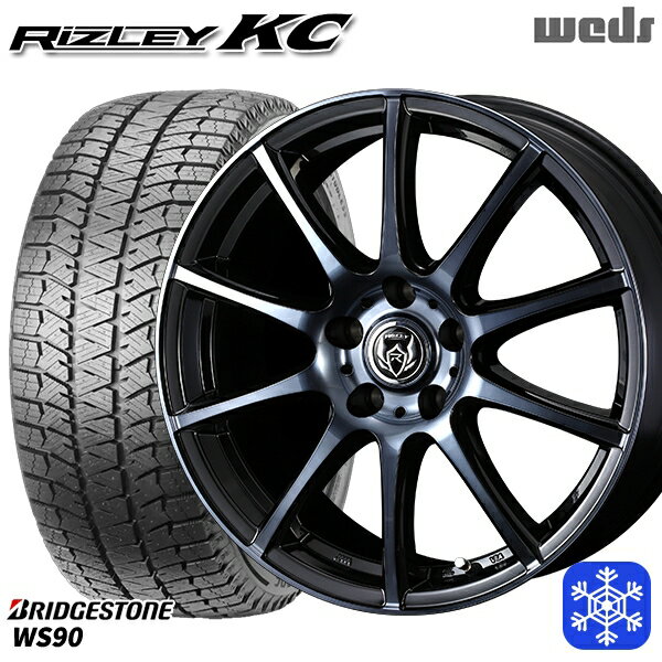 【取付対象】195/65R15 2022年製 ブリヂストン ブリザック WS90 Weds ウェッズ ライツレーKC ブラックポリッシュBC 15インチ 6.0J 5H114.3 スタッドレスタイヤホイール4本セット