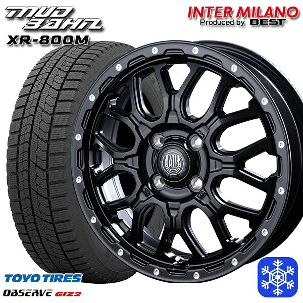 【新品 スタッドレス1台分4本セット】 165/55R15 N-BOX タント 2024〜2025年製 トーヨー オブザーブ ギズ2 インターミラノ マッドバーン XR-800M MBK/PP 15インチ 4.5J 4H100