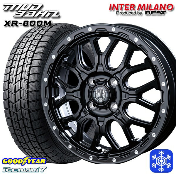 【新品 スタッドレス1台分4本セット】 165/55R14 モコ ルークス 2024〜2025年製 グッドイヤー アイスナビ7 NAVI7 インターミラノ マッドバーン XR-800M MBK/PP 14インチ 4.5J 4H100
