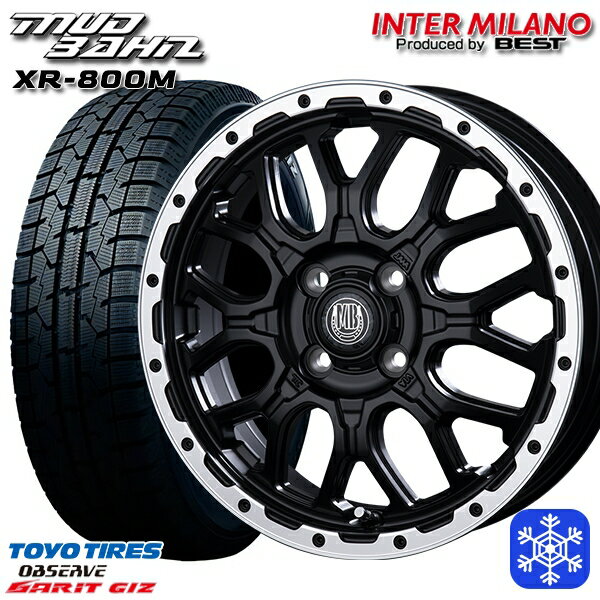 【新品 スタッドレス1台分4本セット】 185/60R16 アクア デミオ ノート 2022〜2023年製 トーヨー ガリット ギズ インターミラノ マッドバーン XR-800M MBK/RP 16インチ 6.5J 4H100