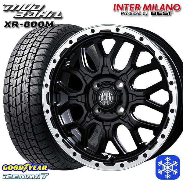 【新品 スタッドレス1台分4本セット】 165/55R14 モコ ルークス 2024〜2025年製 グッドイヤー アイスナビ7 NAVI7 インターミラノ マッドバーン XR-800M MBK/RP 14インチ 4.5J 4H100