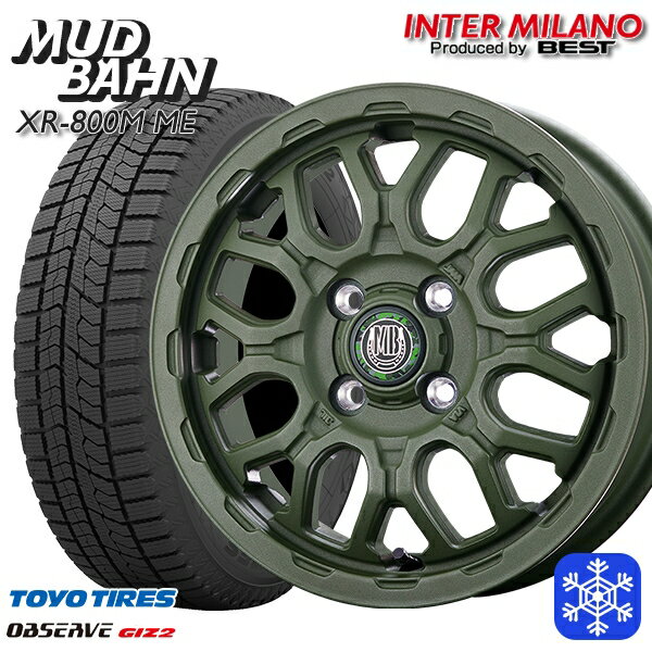 【新品 スタッドレス1台分4本セット】 165/55R14 モコ ルークス 2022〜2023年製 トーヨー オブザーブ ギズ2 インターミラノ マッドバーン XR-800M ME チッピンググリーン（CGR） 14インチ 4.5J 4H100+45