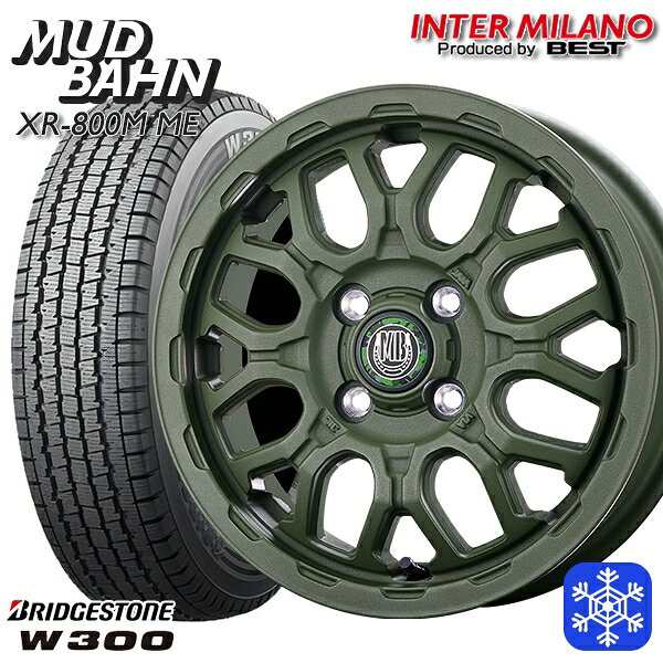 【新品 スタッドレス1台分4本セット】 145/80R12 80/78N 2024〜2025年製 ブリヂストン W300 インターミラノ マッドバーン XR-800M ME チッピンググリーン（CGR） 12インチ 4.0J 4H100+42