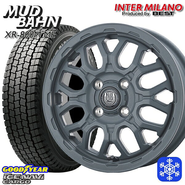 【新品 スタッドレス1台分4本セット】 145R12 6PR （145/80R12） 2024〜2025年製 グッドイヤー アイスナビカーゴ インターミラノ マッドバーン XR-800M ME チッピンググレー（CGY） 12インチ 4.0J 4H100+42