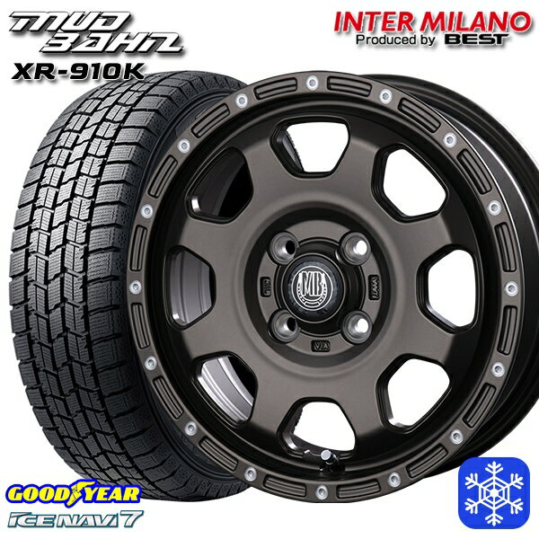 【新品 スタッドレス1台分4本セット】 155/65R14 N-BOX タント 2022〜2023年製 グッドイヤー アイスナビ7 インターミラノ マッドバーン XR-910K MBR/PP 14インチ 4.5J 4H100