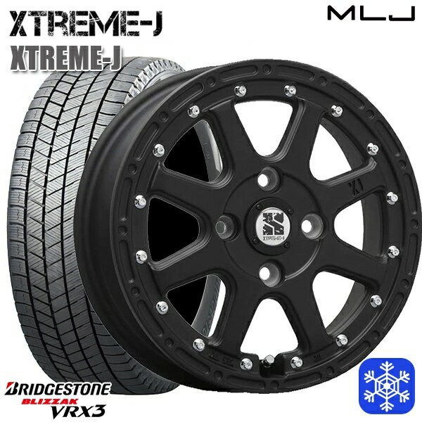 【取付対象】165/60R15 ハスラー ソリオ 2022〜2023年製 ブリヂストン ブリザック VRX3 MLJ エクストリームJ フラットブラック 15インチ 4.5J 4穴 100 スタッドレスタイヤホイール4本セット 送料無料