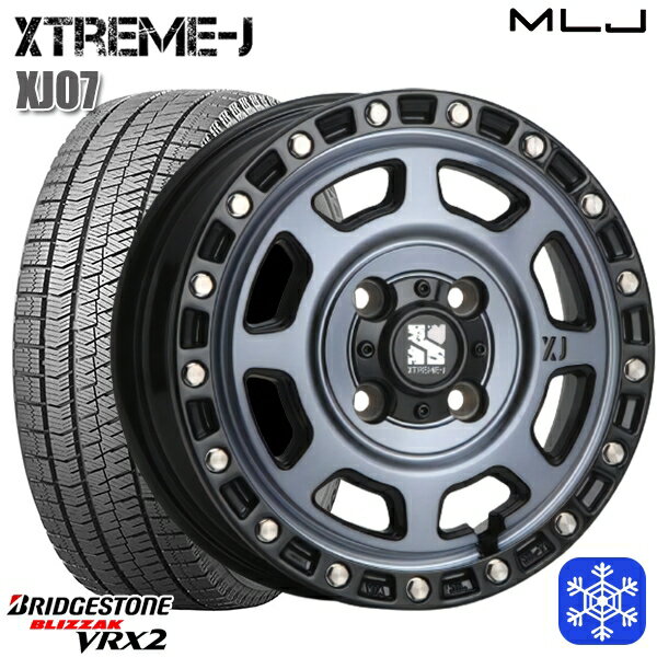 【取付対象】155/65R14 N-BOX タント 2023年製 ブリヂストン ブリザック VRX2 MLJ エクストリームJ XJ07 GB/マシンインディゴ 14インチ 4.5J 4穴 100 スタッドレスタイヤホイール4本セット 送料無料