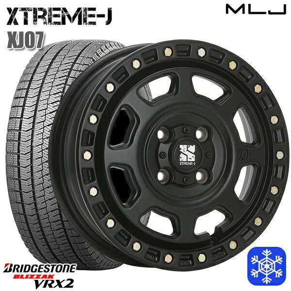 【取付対象】165/55R15 N-BOX タント 2022〜2023年製 ブリヂストン ブリザック VRX2 MLJ エクストリームJ XJ07 サテンブラック 15インチ 4.5J 4穴 100 スタッドレスタイヤホイール4本セット 送料無料