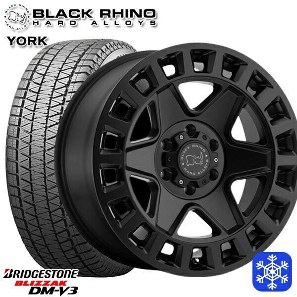 【新品 スタッドレス1台分4本セット】 265/70R17 JEEPラングラー 2024〜2025年製 ブリヂストン ブリザック DMV3 ブラックライノ YORK ヨーク マットブラック 17インチ 8.0J 5H127