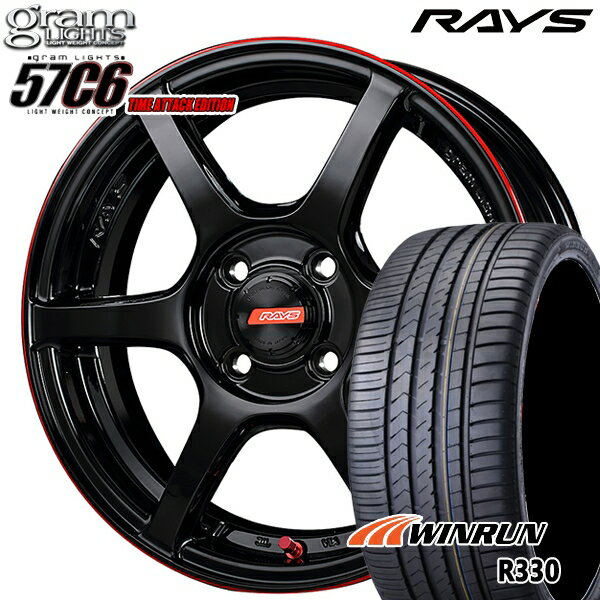 5/15ポイント5倍★195/40R17 81W XL ウィンラン R330 RAYS レイズ グラムライツ 57C6 TIME ATTACK EDITION BLJ 17インチ 7.0J 4H100 サマータイヤホイールセット