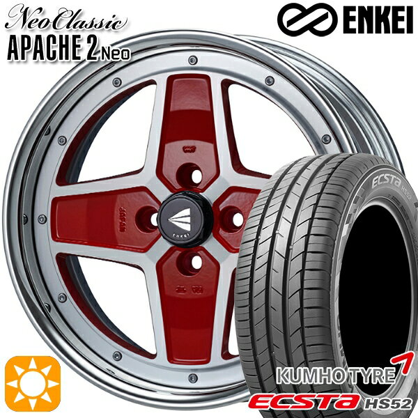 【18日限定!ダイヤモンド会員限定P13倍!】 195/45R16 84V XL クムホ エクスタ HS52 ENKEI ネオクラシック アパッチ2 ネオ [Hi Disk] マシニングレッド 16インチ 6.0J 4H100 サマータイヤホイールセット