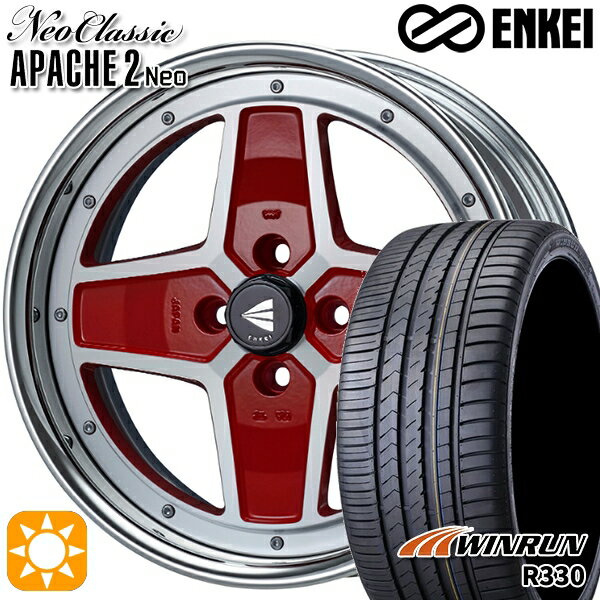 【取付対象】195/45R16 84V XL ウィンラン R330 ENKEI ネオクラシック アパッチ2 ネオ [Hi Disk] マシニングレッド 16インチ 6.0J 4H100 サマータイヤホイールセット