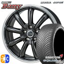 エルグランド クロスロード 215/65R16 102V XL クムホ ソルウス 4S HA32 モンツァ JPスタイル バーニー スーパーダークガンメタ/リムポリッシュ 16インチ 6.5J 5H114.3 オールシーズンタイヤホイールセット