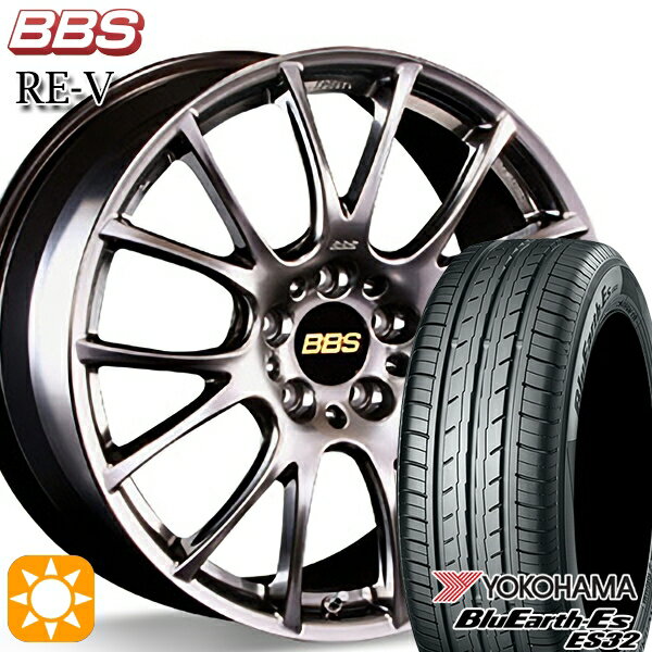 【取付対象】アウトランダー デリカD5 225/55R18 98V ヨコハマ ブルーアース ES32 BBS RE-V ダイヤモンドブラック（DB） 18インチ 8.0J 5H114.3 サマータイヤホイールセット