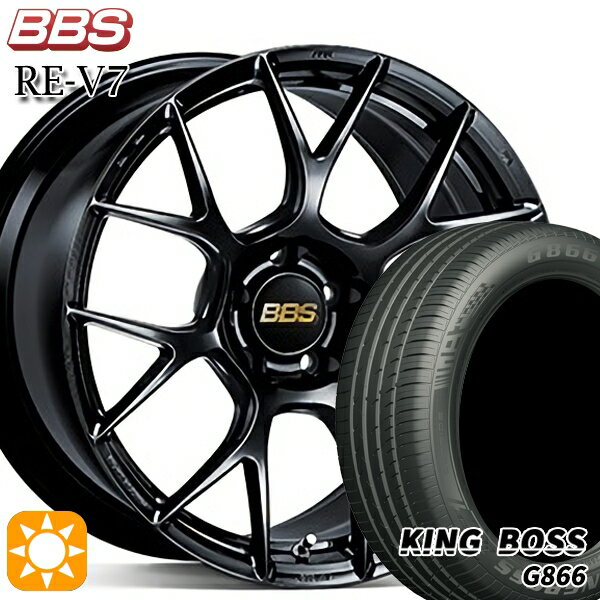 【取付対象】225/50R18 99W XL キングボス G866 BBS RE-V7 ブラック（BK） 18インチ 7.5J 5H114.3 サマータイヤホイールセット