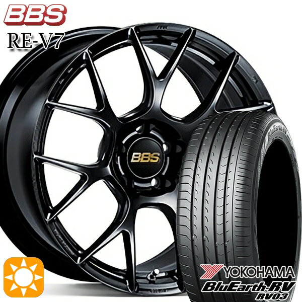 【取付対象】ヴェゼル レガシィ 225/60R18 100H ヨコハマ ブルーアース RV03 BBS RE-V7 ブラック（BK） 18インチ 7.5J 5H114.3 サマータイヤホイールセット