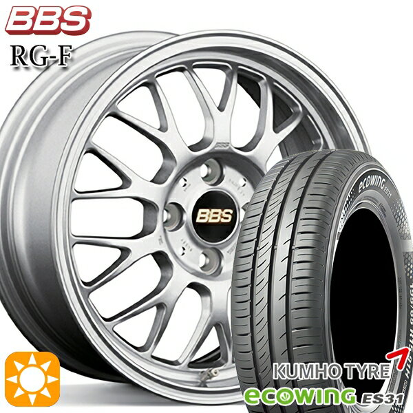 【取付対象】フィット アクア 185/60R15 84H クムホ エコウィング ES31 BBS RG-F シルバー（SL） 15インチ 6.5J 4H100 サマータイヤホイールセット