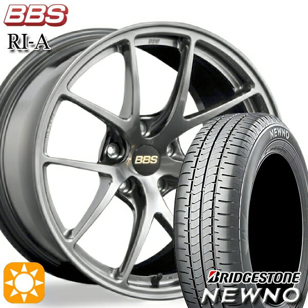 【取付対象】225/55R18 98V ブリヂストン ニューノ BBS RI-A ダイヤモンドブラック（DB） 18インチ 7.5J 5H114.3 サマータイヤホイールセット