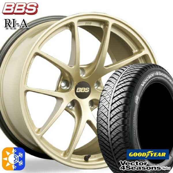 アクセラ アテンザ 215/45R18 89H グッドイヤー ベクター フォーシーズンズ BBS RI-A 18インチ 7.5J 5H114.3 ゴールド (GL) オールシーズンタイヤホイールセット