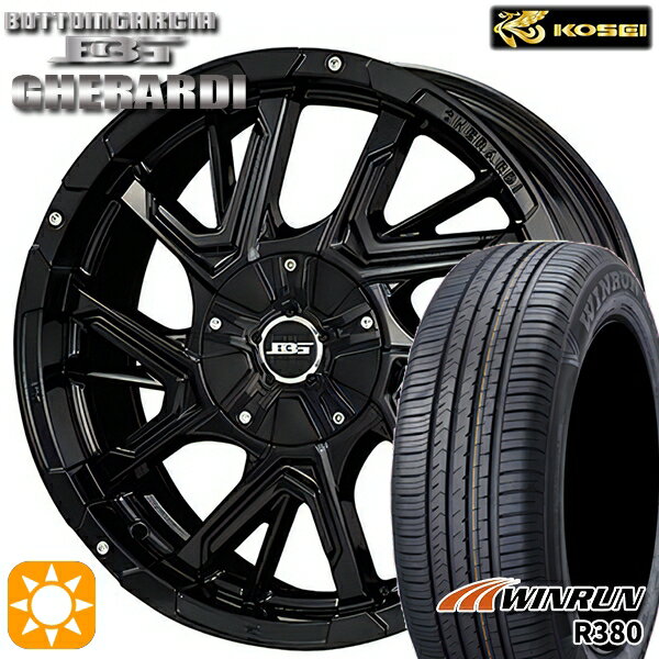 【取付対象】エスティマ ヤリスクロス 215/60R16 95H ウィンラン R380 コーセイ ボトムガルシア ゲラルディ グロッシーブラック 16インチ 7.0J 5H114.3 サマータイヤホイールセット