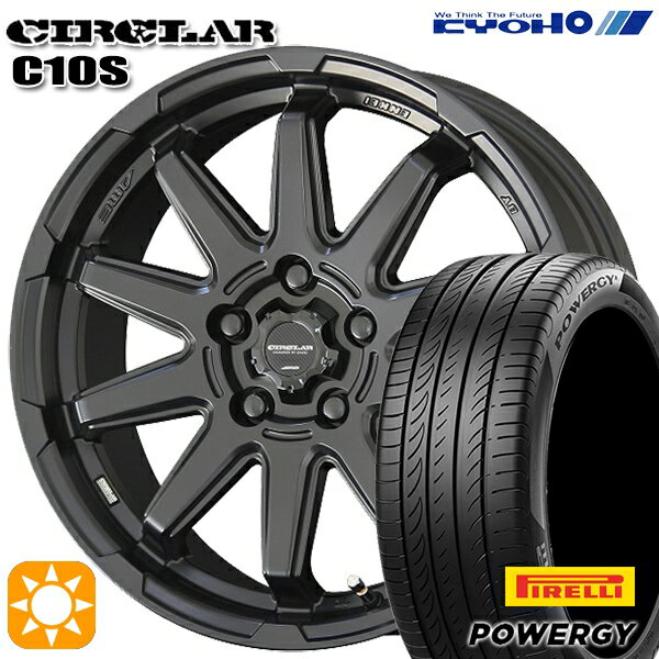 【取付対象】215/50R17 95W XL ピレリ パワジー KYOHO サーキュラー C10S マットブラック 17インチ 7.0J 5H114.3 サマータイヤホイールセット