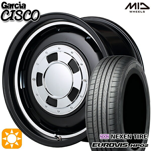 【取付対象】155/65R14 ネクセン ロードストーン ユーロビズ HP02 MID ガルシアシスコ セミグロスブラック 14インチ 4.5J 4H100 サマータイヤホイールセット