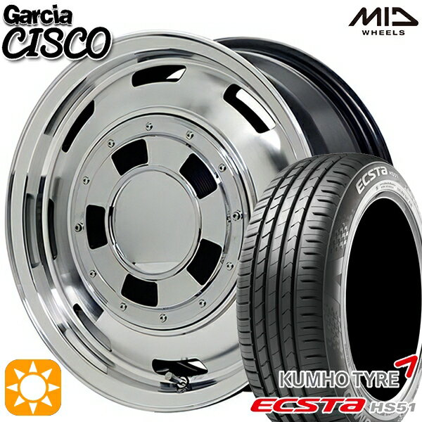 【取付対象】165/50R15 76V XL クムホ エクスタ HS51 MID ガルシアシスコ メタリックグレーポリッシュ 15インチ 4.5J 4H100 サマータイヤホイールセット