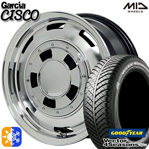 165/55R14 72H グッドイヤー ベクター フォーシーズンズ MID ガルシアシスコ 14インチ 4.5J 4H100 メタリックグレーポリッシュ オールシーズンタイヤホイールセット