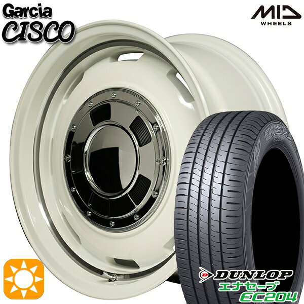 【取付対象】N-BOX ウェイク 165/55R15 75H ダンロップ エナセーブ EC204 MID ガルシアシスコ ホワイト 15インチ 4.5J 4H100 サマータイヤホイールセット