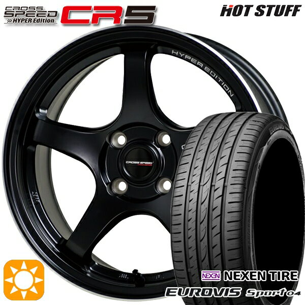 【取付対象】165/60R14 75H ロードストーン ユーロビズ Sport 04 HotStuff ホットスタッフ クロススピード CR5 セミグロスブラック 14インチ 4.5J 4H100 サマータイヤホイールセット