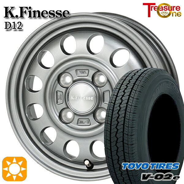 【取付対象】軽トラ 145/80R12 80/78N トーヨー V02E V-02E トレジャーワン ケイフィネス D12 ガンメタブラック 12インチ 3.5J 4H100 サマータイヤホイールセット
