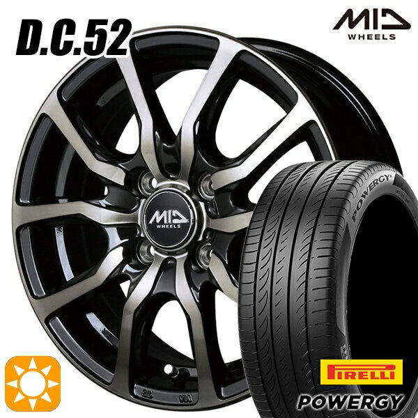 【取付対象】フィット アクア 185/60R15 84H ピレリ パワジー MID ユーロスピード DC52 ブラックポリッシュ+アーミーブラッククリア 15インチ 5.5J 4H100 サマータイヤホイールセット