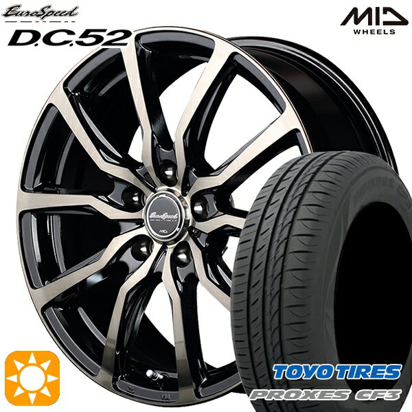 5/15ポイント5倍★リーフ アクセラ 205/55R16 94V XL トーヨー プロクセス CF3 MID ユーロスピード DC52 ブラックポリッシュ+アーミーブラッククリア 16インチ 6.5J 5H114.3 サマータイヤホイールセット