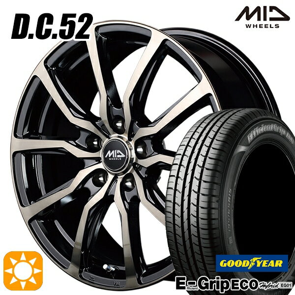 【取付対象】リーフ レヴォーグ 215/50R17 91V グッドイヤー エフィシェントグリップ エコ EG01 MID ユーロスピード DC52 ブラックポリッシュ+アーミーブラッククリア 17インチ 7.0J 5H114.3 サマータイヤホイールセット