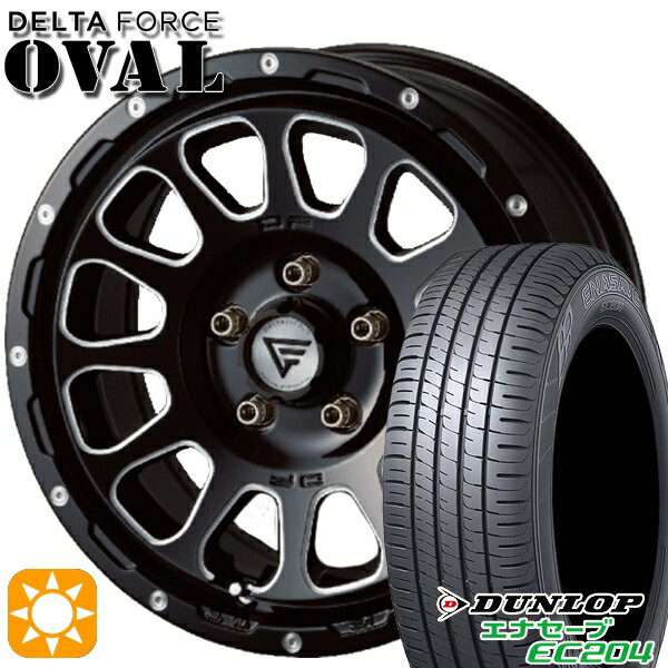 【取付対象】ヴェゼル オデッセイ 215/60R16 95H ダンロップ エナセーブ EC204 デルタフォース オーバル ブラックマシニング 16インチ 7.0J 5H114.3 サマータイヤホイールセット