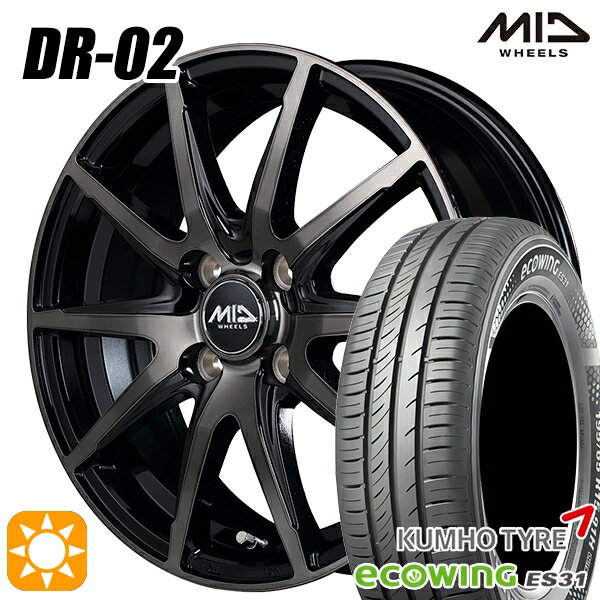 【取付対象】175/65R15 84H クムホ エコウィング ES31 MID シュナイダー DR02 ブラックポリッシュ＋ブラッククリア 15インチ 5.5J 4H100 サマータイヤホイールセット