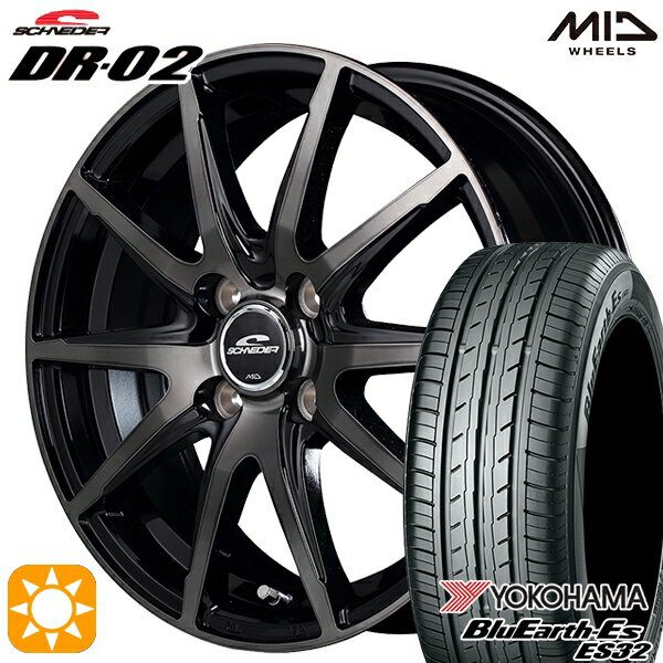 最大2,000円OFFクーポン★アクア ヴィッツ 165/70R14 81S ヨコハマ ブルーアース ES32 MID シュナイダー DR02 ブラックポリッシュ＋ブラッククリア 14インチ 5.5J 4H100 サマータイヤホイールセット